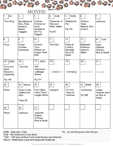 March Menu